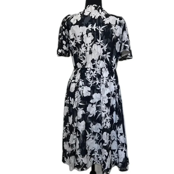 French Connection Bamba Devore Wrap Dress Black White Size 8 - Picture 3 of 7